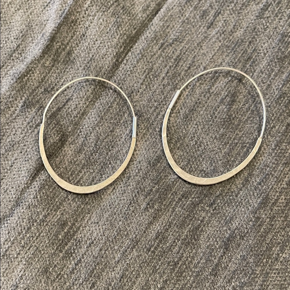 LOFT Silver Oval Hoop Earrings